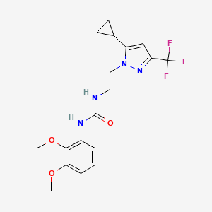 molecular formula C18H21F3N4O3 B2412142 1-(2-(5-环丙基-3-(三氟甲基)-1H-吡唑-1-基)乙基)-3-(2,3-二甲氧基苯基)脲 CAS No. 1797236-92-0