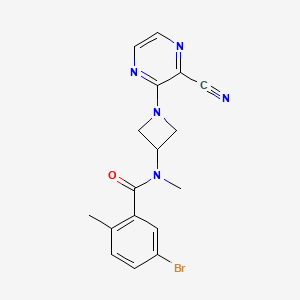 molecular formula C17H16BrN5O B2412144 5-Bromo-N-[1-(3-cyanopyrazin-2-yl)azetidin-3-yl]-N,2-dimethylbenzamide CAS No. 2380081-92-3