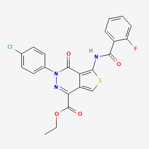 molecular formula C22H15ClFN3O4S B2412146 Ethyl 3-(4-chlorophenyl)-5-(2-fluorobenzamido)-4-oxo-3,4-dihydrothieno[3,4-d]pyridazine-1-carboxylate CAS No. 851950-39-5