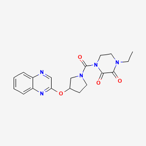 molecular formula C19H21N5O4 B2412147 1-Ethyl-4-[3-(quinoxalin-2-yloxy)pyrrolidine-1-carbonyl]piperazine-2,3-dione CAS No. 2097916-87-3