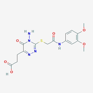 3-(4-Amino-3-((2-((3,4-dimethoxyphenyl)amino)-2-oxoethyl)thio)-5-oxo-4,5-dihydro-1,2,4-triazin-6-yl)propanoic acid