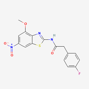 molecular formula C16H12FN3O4S B2412165 2-(4-fluorophenyl)-N-(4-methoxy-6-nitrobenzo[d]thiazol-2-yl)acetamide CAS No. 899958-39-5