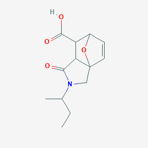 molecular formula C13H17NO4 B2412172 2-(丁-2-基)-1-氧代-1,2,3,6,7,7a-六氢-3a,6-环氧异吲哚-7-羧酸 CAS No. 1212404-85-7