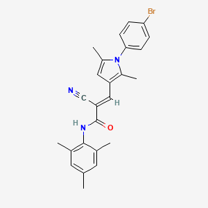(E)-3-[1-(4-bromophenyl)-2,5-dimethylpyrrol-3-yl]-2-cyano-N-(2,4,6-trimethylphenyl)prop-2-enamide