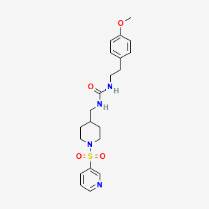 molecular formula C21H28N4O4S B2412206 1-(4-甲氧基苯乙基)-3-((1-(吡啶-3-磺酰基)哌啶-4-基)甲基)脲 CAS No. 1428374-18-8