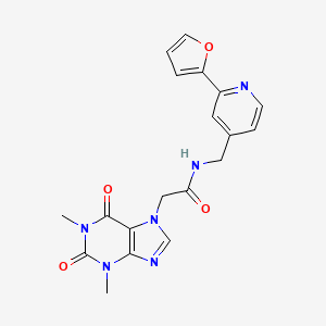molecular formula C19H18N6O4 B2412214 2-(1,3-二甲基-2,6-二氧代-2,3-二氢-1H-嘌呤-7(6H)-基)-N-((2-(呋喃-2-基)吡啶-4-基)甲基)乙酰胺 CAS No. 2034342-36-2
