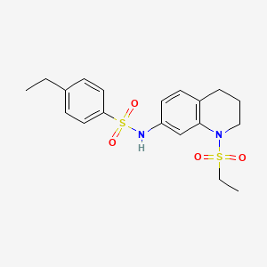 molecular formula C19H24N2O4S2 B2412226 4-ethyl-N-(1-(ethylsulfonyl)-1,2,3,4-tetrahydroquinolin-7-yl)benzenesulfonamide CAS No. 946373-91-7