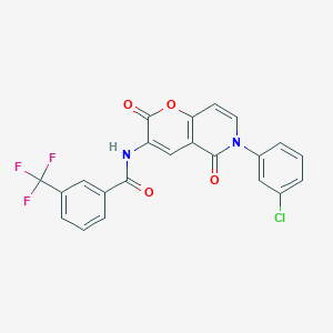 molecular formula C22H12ClF3N2O4 B2412229 N-[6-(3-chlorophenyl)-2,5-dioxo-5,6-dihydro-2H-pyrano[3,2-c]pyridin-3-yl]-3-(trifluoromethyl)benzenecarboxamide CAS No. 341966-31-2