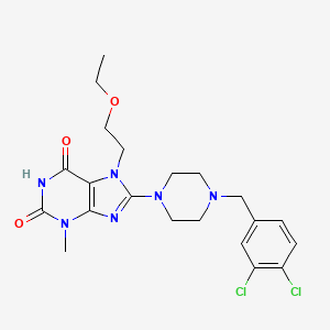 molecular formula C21H26Cl2N6O3 B2412232 8-(4-(3,4-dichlorobenzyl)piperazin-1-yl)-7-(2-ethoxyethyl)-3-methyl-1H-purine-2,6(3H,7H)-dione CAS No. 898420-07-0