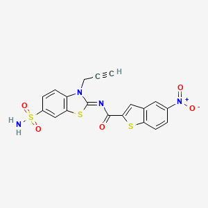 molecular formula C19H12N4O5S3 B2412238 (Z)-5-nitro-N-(3-(prop-2-yn-1-yl)-6-sulfamoylbenzo[d]thiazol-2(3H)-ylidene)benzo[b]thiophene-2-carboxamide CAS No. 865182-25-8