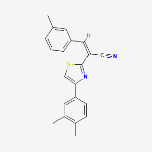 molecular formula C21H18N2S B2412240 (Z)-2-(4-(3,4-dimethylphenyl)thiazol-2-yl)-3-(m-tolyl)acrylonitrile CAS No. 476668-73-2