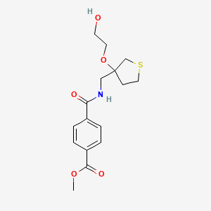 molecular formula C16H21NO5S B2412241 Methyl 4-(((3-(2-hydroxyethoxy)tetrahydrothiophen-3-yl)methyl)carbamoyl)benzoate CAS No. 2310128-80-2