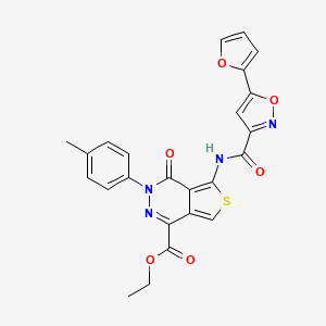 molecular formula C24H18N4O6S B2412242 Ethyl 5-(5-(furan-2-yl)isoxazole-3-carboxamido)-4-oxo-3-(p-tolyl)-3,4-dihydrothieno[3,4-d]pyridazine-1-carboxylate CAS No. 1396764-85-4