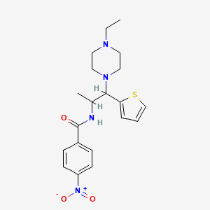 molecular formula C20H26N4O3S B2412253 N-(1-(4-ethylpiperazin-1-yl)-1-(thiophen-2-yl)propan-2-yl)-4-nitrobenzamide CAS No. 887205-69-8