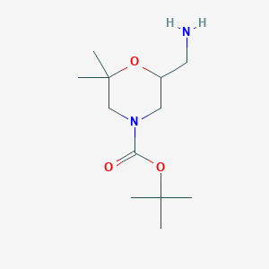 molecular formula C12H24N2O3 B2412255 Tert-butyl 6-(aminomethyl)-2,2-dimethylmorpholine-4-carboxylate CAS No. 1416440-07-7