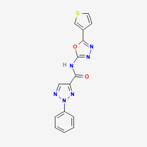 molecular formula C15H10N6O2S B2412271 2-phenyl-N-(5-thiophen-3-yl-1,3,4-oxadiazol-2-yl)triazole-4-carboxamide CAS No. 1323687-94-0