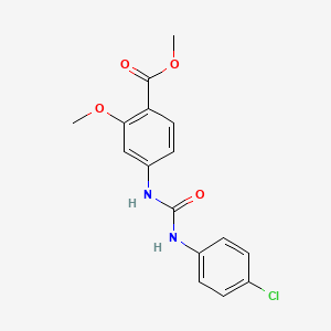 molecular formula C16H15ClN2O4 B2412291 4-{[(4-氯苯胺)羰基]氨基}-2-甲氧基苯甲酸甲酯 CAS No. 477889-66-0