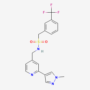molecular formula C18H17F3N4O2S B2412304 N-{[2-(1-methyl-1H-pyrazol-4-yl)pyridin-4-yl]methyl}-1-[3-(trifluoromethyl)phenyl]methanesulfonamide CAS No. 2097893-57-5