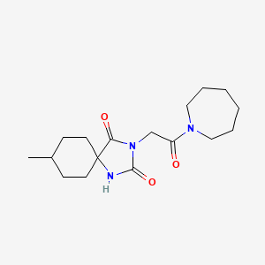 molecular formula C17H27N3O3 B2412310 3-(2-氮杂环己烷-1-基-2-氧代乙基)-8-甲基-1,3-二氮杂螺[4.5]癸烷-2,4-二酮 CAS No. 556023-11-1