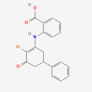 molecular formula C19H16BrNO3 B2412311 2-((2-Bromo-3-oxo-5-phenylcyclohex-1-enyl)amino)benzoic acid CAS No. 937604-62-1