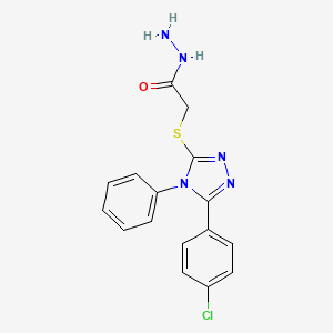 molecular formula C16H14ClN5OS B2412313 2-{[5-(4-chlorophenyl)-4-phenyl-4H-1,2,4-triazol-3-yl]sulfanyl}acetohydrazide CAS No. 93300-22-2