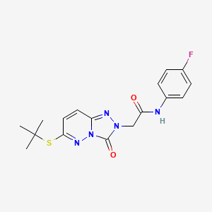 molecular formula C17H18FN5O2S B2412321 2-[6-(tert-butylthio)-3-oxo[1,2,4]triazolo[4,3-b]pyridazin-2(3H)-yl]-N-(4-fluorophenyl)acetamide CAS No. 1040666-89-4