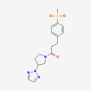 molecular formula C16H20N4O3S B2412326 1-(3-(2H-1,2,3-三唑-2-基)吡咯烷-1-基)-3-(4-(甲基磺酰基)苯基)丙-1-酮 CAS No. 2034250-54-7