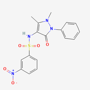 molecular formula C17H16N4O5S B2412328 N-(1,5-dimethyl-3-oxo-2-phenyl-2,3-dihydro-1H-pyrazol-4-yl)-3-nitrobenzenesulfonamide CAS No. 301314-57-8