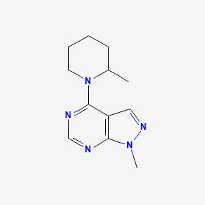 molecular formula C12H17N5 B2412337 2-甲基-1-{1-甲基-1H-吡唑并[3,4-d]嘧啶-4-基}哌啶 CAS No. 1090440-60-0