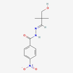 molecular formula C12H15N3O4 B2412340 (E)-N'-(3-hydroxy-2,2-dimethylpropylidene)-4-nitrobenzohydrazide CAS No. 315700-14-2