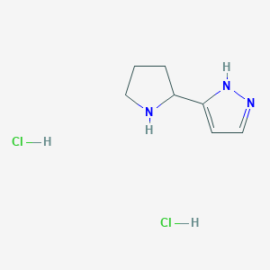 molecular formula C7H13Cl2N3 B2412352 5-(Pyrrolidin-2-yl)-1H-pyrazole dihydrochloride CAS No. 1316223-60-5; 1361114-72-8