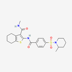 molecular formula C23H29N3O4S2 B2412370 N-methyl-2-(4-((2-methylpiperidin-1-yl)sulfonyl)benzamido)-4,5,6,7-tetrahydrobenzo[b]thiophene-3-carboxamide CAS No. 892980-90-4