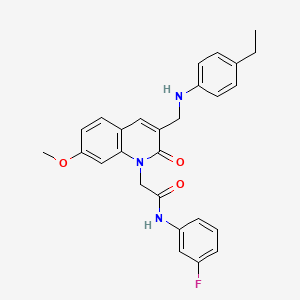 2-(3-(((4-ethylphenyl)amino)methyl)-7-methoxy-2-oxoquinolin-1(2H)-yl)-N-(3-fluorophenyl)acetamide