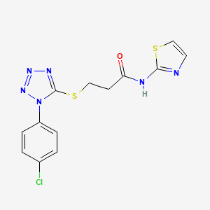 B2412389 3-((1-(4-chlorophenyl)-1H-tetrazol-5-yl)thio)-N-(thiazol-2-yl)propanamide CAS No. 924828-41-1