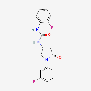 B2412397 1-(2-Fluorophenyl)-3-(1-(3-fluorophenyl)-5-oxopyrrolidin-3-yl)urea CAS No. 894029-05-1