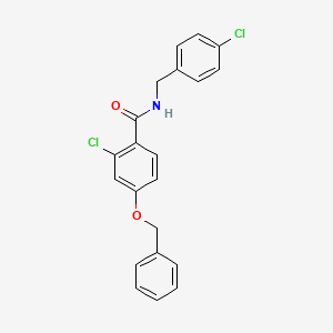 B2412404 4-(benzyloxy)-2-chloro-N-(4-chlorobenzyl)benzenecarboxamide CAS No. 478046-43-4