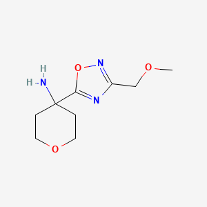 molecular formula C9H15N3O3 B2412408 4-[3-(甲氧甲基)-1,2,4-噁二唑-5-基]氧杂-4-胺 CAS No. 1556383-09-5