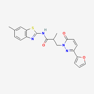 molecular formula C20H18N4O3S B2412413 3-(3-(呋喃-2-基)-6-氧代哒嗪-1(6H)-基)-2-甲基-N-(6-甲基苯并[d]噻唑-2-基)丙酰胺 CAS No. 1286698-07-4