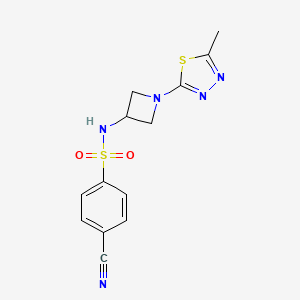 molecular formula C13H13N5O2S2 B2412416 4-氰基-N-[1-(5-甲基-1,3,4-噻二唑-2-基)氮杂环丁-3-基]苯磺酰胺 CAS No. 2415565-70-5