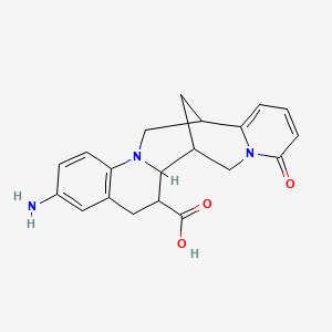 molecular formula C20H21N3O3 B2412420 3-amino-10-oxo-6,6a,7,8,14,15-hexahydro-5H,10H-7,14-methanopyrido[1',2':5,6][1,5]diazocino[1,2-a]quinoline-6-carboxylic acid CAS No. 2396581-40-9