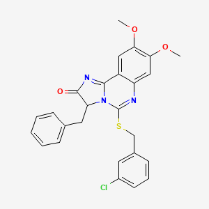 molecular formula C26H22ClN3O3S B2412424 3-benzyl-5-[(3-chlorobenzyl)sulfanyl]-8,9-dimethoxyimidazo[1,2-c]quinazolin-2(3H)-one CAS No. 1031423-05-8