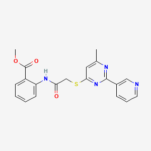 molecular formula C20H18N4O3S B2412428 2-(2-((6-甲基-2-(吡啶-3-基)嘧啶-4-基)硫代)乙酰氨基)苯甲酸甲酯 CAS No. 1251551-54-8