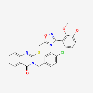 molecular formula C26H21ClN4O4S B2412430 3-(4-chlorobenzyl)-2-(((3-(2,3-dimethoxyphenyl)-1,2,4-oxadiazol-5-yl)methyl)thio)quinazolin-4(3H)-one CAS No. 1793867-08-9