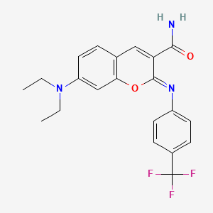 molecular formula C21H20F3N3O2 B2412434 (Z)-7-(diethylamino)-2-((4-(trifluoromethyl)phenyl)imino)-2H-chromene-3-carboxamide CAS No. 313668-72-3