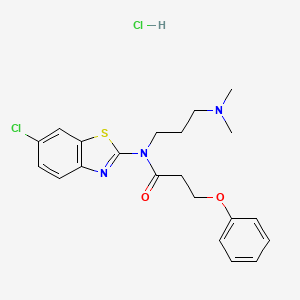 molecular formula C21H25Cl2N3O2S B2412435 盐酸N-(6-氯苯并[d]噻唑-2-基)-N-(3-(二甲氨基)丙基)-3-苯氧基丙酰胺 CAS No. 1219154-51-4