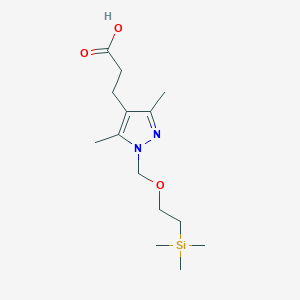 molecular formula C14H26N2O3Si B2412441 3-(3,5-二甲基-1-{[2-(三甲基甲硅烷基)乙氧基]甲基}-1H-吡唑-4-基)丙酸 CAS No. 1909311-89-2