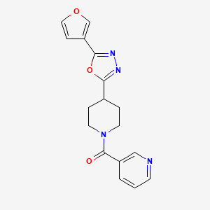 molecular formula C17H16N4O3 B2412445 (4-(5-(呋喃-3-基)-1,3,4-恶二唑-2-基)哌啶-1-基)(吡啶-3-基)甲苯酮 CAS No. 1421476-52-9