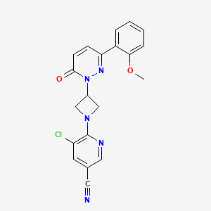 molecular formula C20H16ClN5O2 B2412446 5-Chloro-6-[3-[3-(2-methoxyphenyl)-6-oxopyridazin-1-yl]azetidin-1-yl]pyridine-3-carbonitrile CAS No. 2380081-10-5