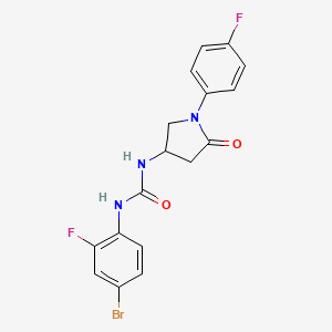 molecular formula C17H14BrF2N3O2 B2412455 1-(4-Bromo-2-fluorophenyl)-3-(1-(4-fluorophenyl)-5-oxopyrrolidin-3-yl)urea CAS No. 894016-78-5