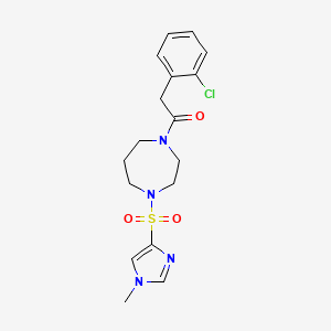molecular formula C17H21ClN4O3S B2412456 2-(2-氯苯基)-1-(4-((1-甲基-1H-咪唑-4-基)磺酰基)-1,4-二氮杂环-1-基)乙酮 CAS No. 1903011-78-8